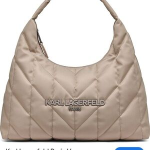 Karl Lagerfeld Taupe Quilted Hobo Bag